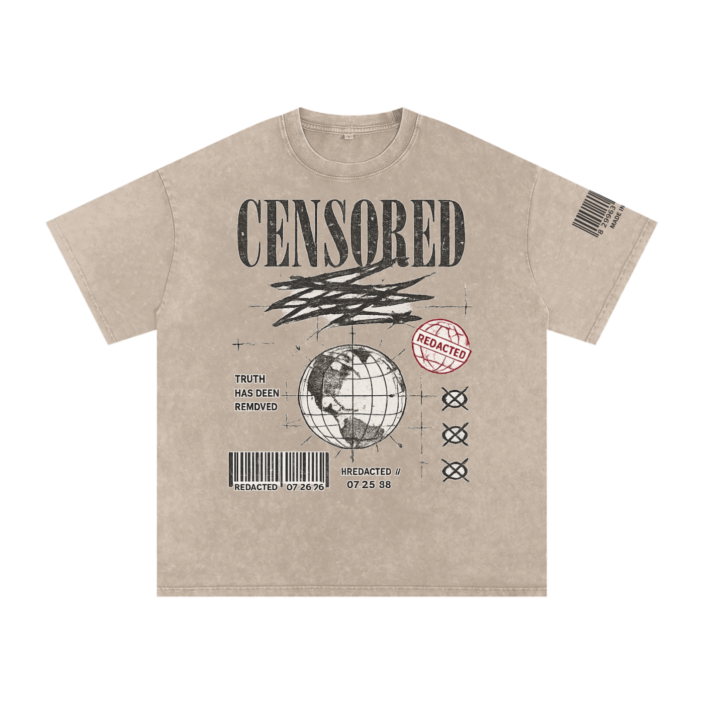 Snow Washed Oversized Cotton T-Shirt