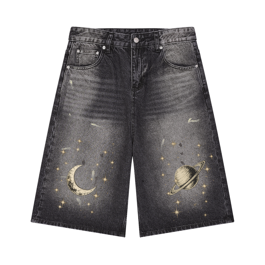 Men’s Vintage Wash Wide Leg Denim Shorts
