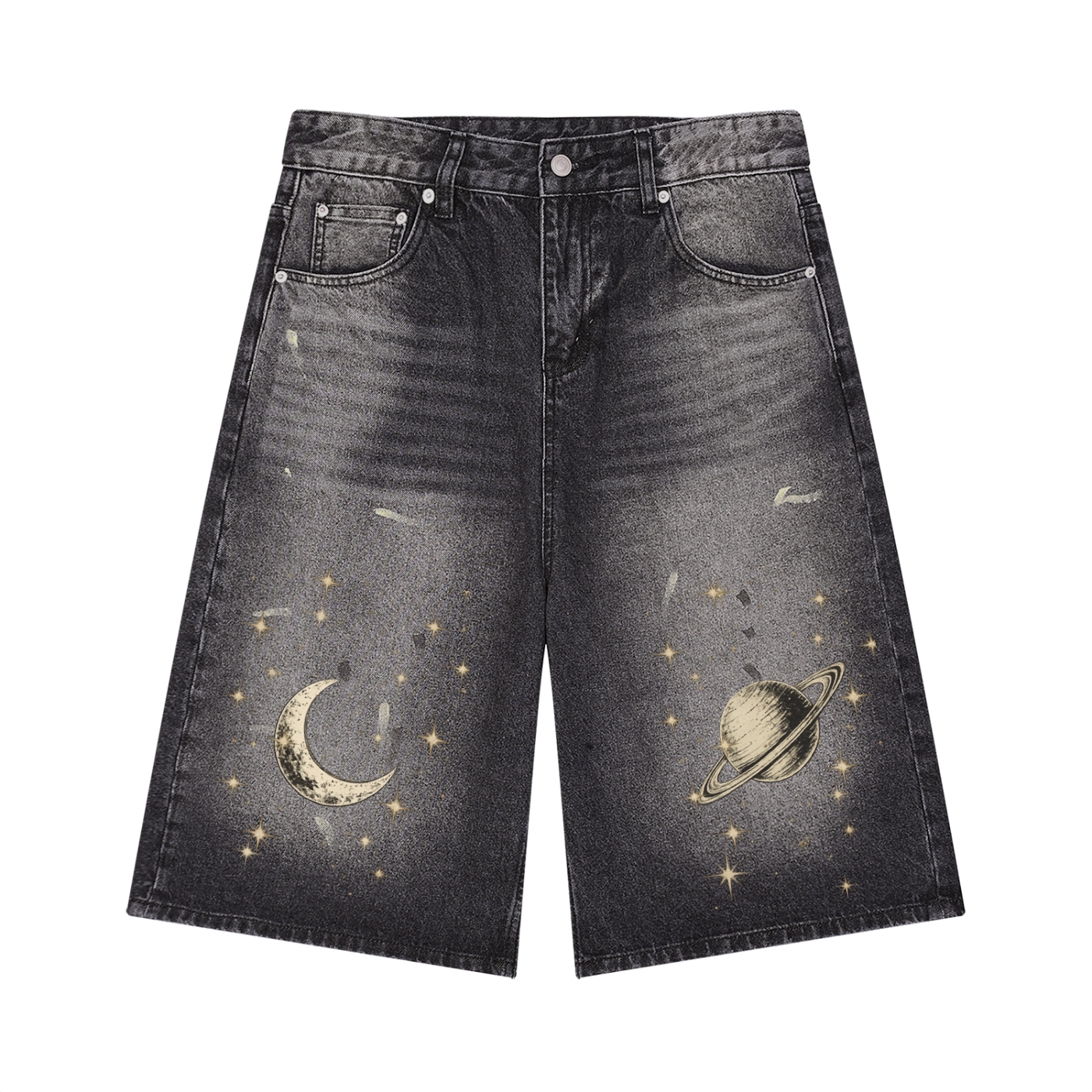 Men’s Vintage Wash Wide Leg Denim Shorts