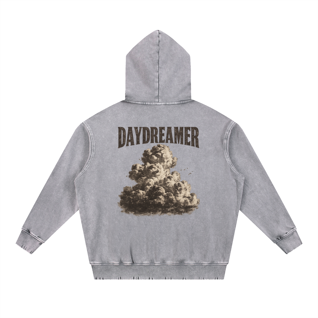Snow Wash Hand-Frayed Heavyweight  Hoodie
