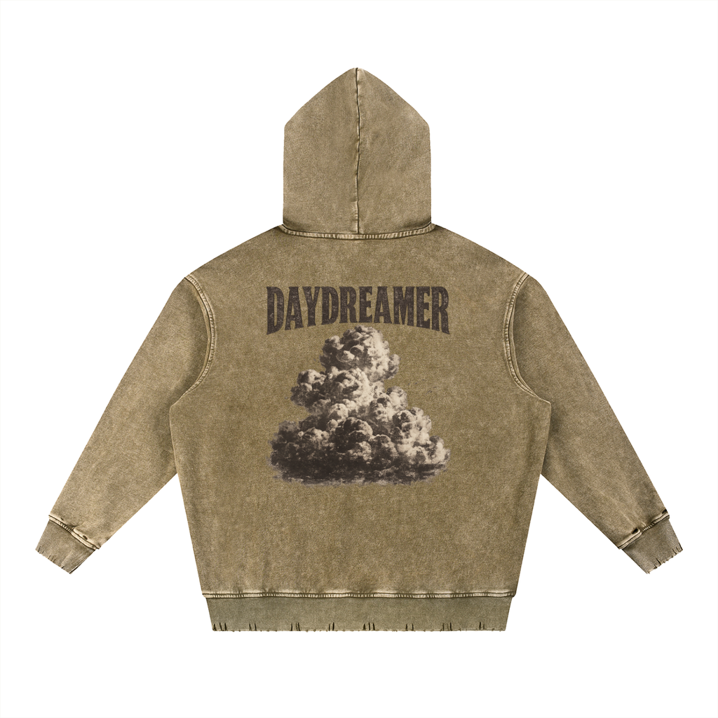 Snow Wash Hand-Frayed Heavyweight  Hoodie